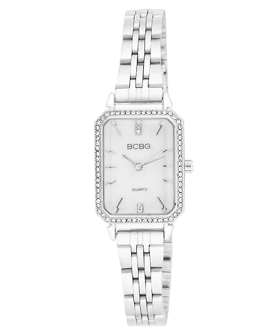 Bcbg Women's Quartz Rectangle Silver Stainless Steel Watch 23mm