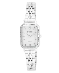 Bcbg Women's Quartz Rectangle Silver Stainless Steel Watch 23mm