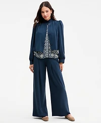 Liverpool Los Angeles Women's Puff-Sleeve Hidden-Placket Jacket