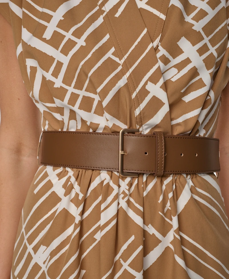 Calvin Klein Women's V-Neck Belted Midi Dress
