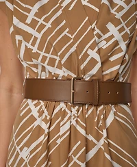 Calvin Klein Women's V-Neck Belted Midi Dress