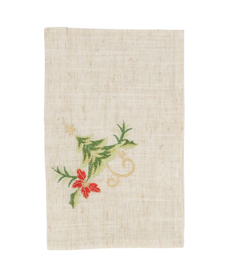 Saro Lifestyle Embroidered Christmas Tree Design Napkins, Set of 4