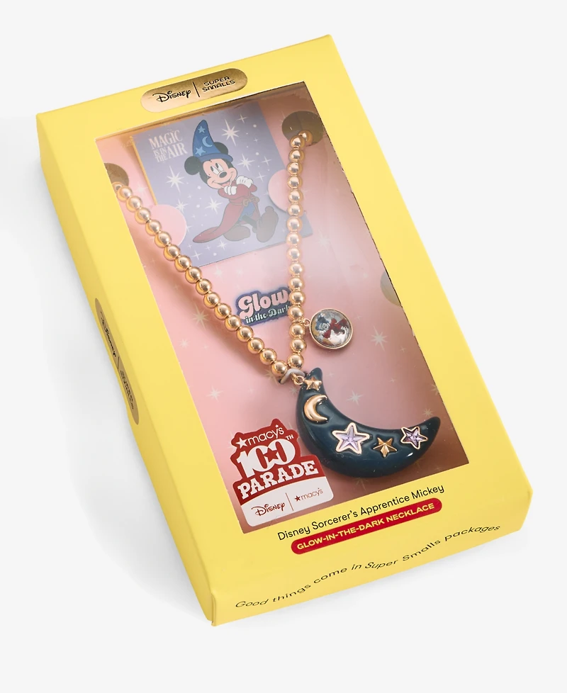 Super Smalls Disney | Macy's Sorcerer's Apprentice Mickey Glow-in-the-Dark Moon Pendant Necklace, Ages 3+, Created for Macy's