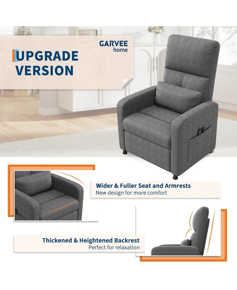 gaomon Ergonomic Electric Power Recliner Sofa with Heat and Massage for Living Room, Linen