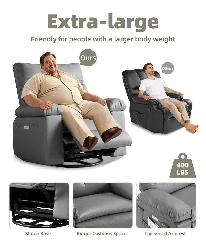gaomon Extra Wide Oversized Manual Recliner Sofa Lazy Chair for Adults for Living Room, Bedroom