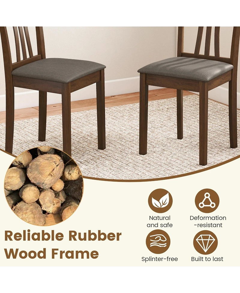 Slickblue Set of 2 Linen Fabric Upholstered Dining Chairs with Solid Wood Frame