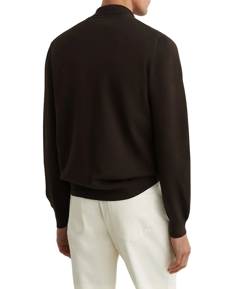 Reiss Men's Marsh Zip Through Wide Ribbed Cardigan Sweater