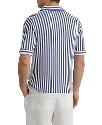 Reiss Men's Alba Open Collar Stripe Polo Shirt