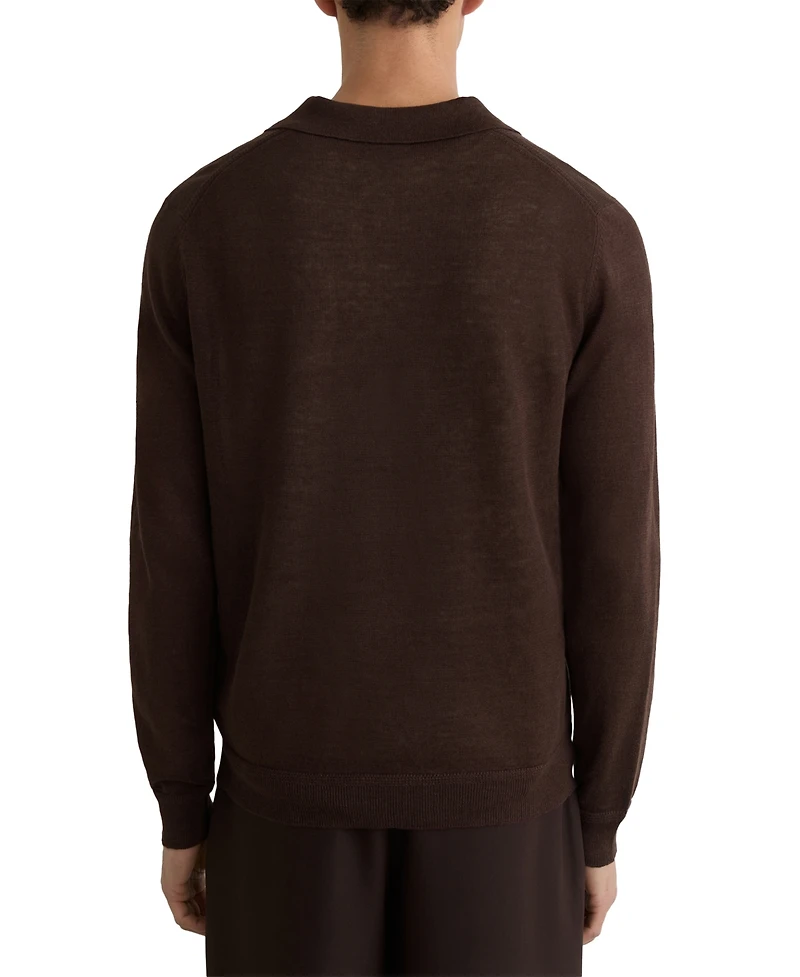 Reiss Men's Oaklands Open Collar Linen Polo Shirt
