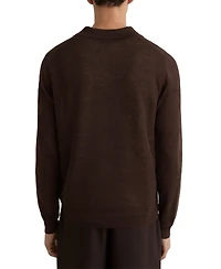 Reiss Men's Oaklands Open Collar Linen Polo Shirt