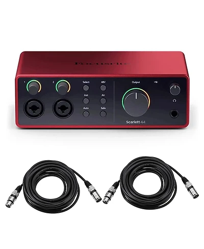Focusrite Scarlett 4i4 4th Gen Usb Interface with Software Suite, Bundle with Xlr Male to Female Microphone Cable