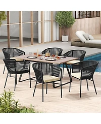 Sugift Patio Chairs Set of 4 with Seat Cushion and Curved Backrest for Patio
