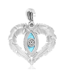 American West Jewelry Sterling Silver Kingman Turquoise Feather Heart Pendant Enhancer