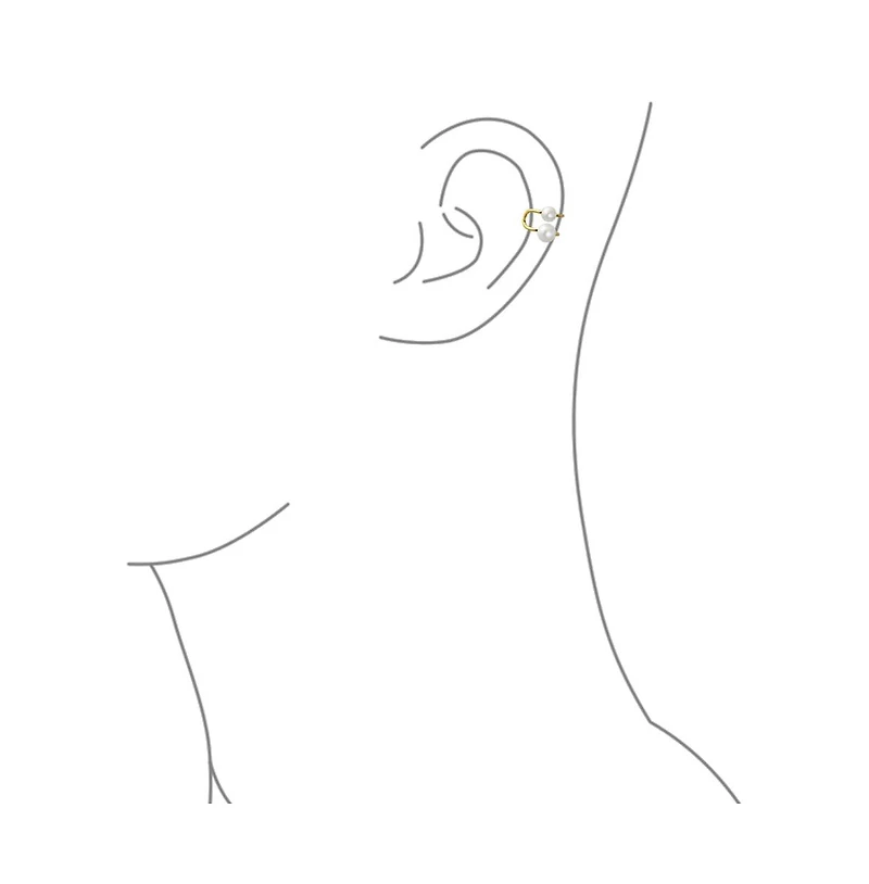 Bling Jewelry Two Freshwater Cultured Pearl Cartilage Wrap Ear Cuff Earring Gold Plated .925 Sterling Silver