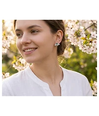 Bling Jewelry Art Deco Style Micro Pave Cubic Zirconia Insect Queen Bee Stud Earrings .925 Sterling Silver