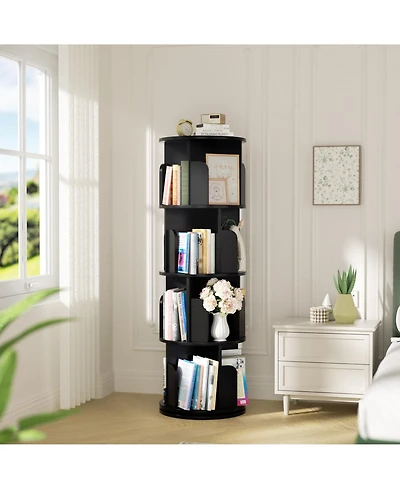 Aheaplus Rotating Bookcase, 360 Display Corner Bookshelf for Small Space