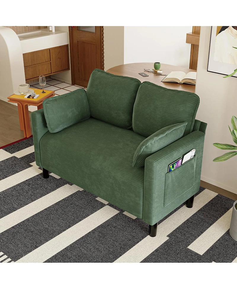 Streamdale Furniture 48" Corduroy Loveseat Couch with Cushions & Side Storage