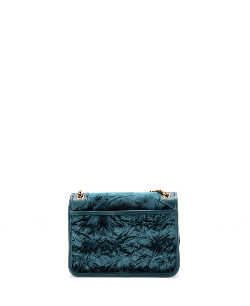 Pre-Owned Saint Laurent Baby Niki Chain Flap Bag Matelasse Chevron Velvet