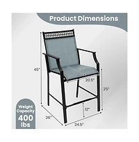 Boyel Living Outdoor Counter Stools Set of 2 Heavy-Duty Barstools with Footrest and Armrests