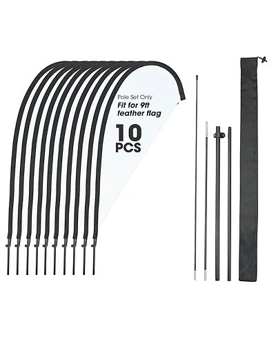 InstaHibit 10 Pack 9ft Teardrop Feather Flag Pole Kit for Business Advertising