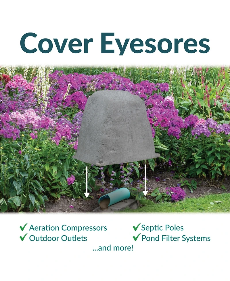 Sunnydaze Decor Outdoor Polyresin Landscape Rock Septic Cover with Stakes - 2-Pack