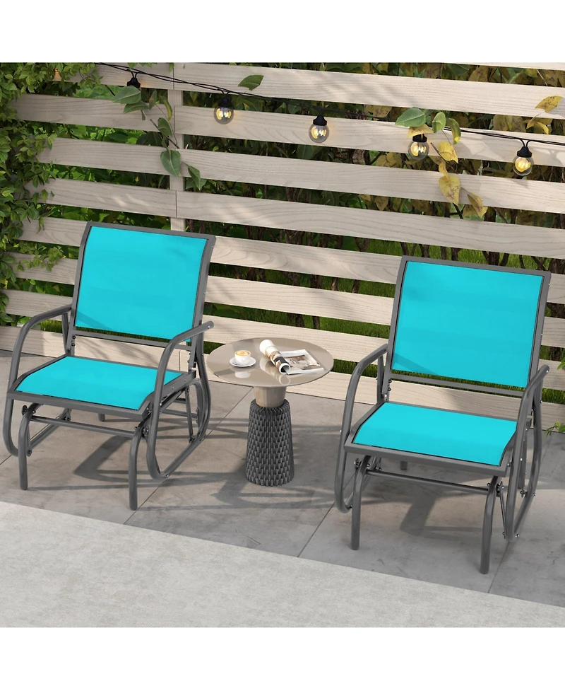 Costway Outdoor Single Swing Glider Rocking Chair Armrest Garden Porch Backyard