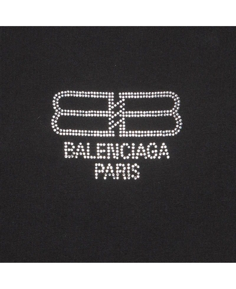Pre-Owned Balenciaga Women's Unisex Bb Rhinestone Jersey T-Shirt