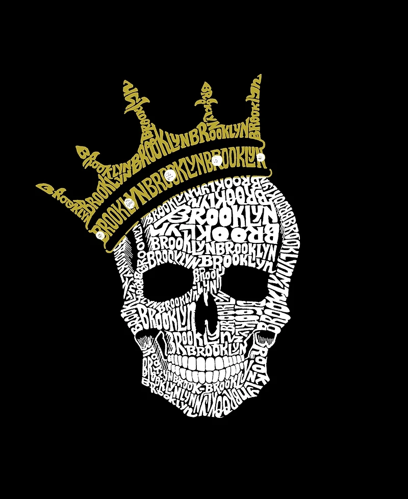 La Pop Art Men's Crowned Skull Typography Word Graphic Tank Top