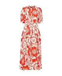 Whistles Women's Short Sleeve Bloom Floral Midi Dress