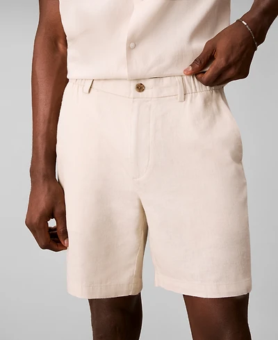 Calvin Klein Men's Straight Linen Blend Elastic Waistband Shorts