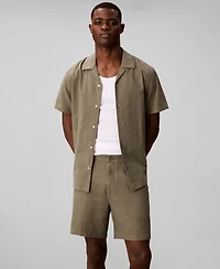 Calvin Klein Men's Straight Linen Blend Elastic Waistband Shorts