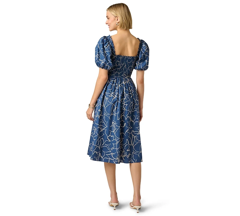 Adrianna Papell Women's Printed Smocked Midi Dress