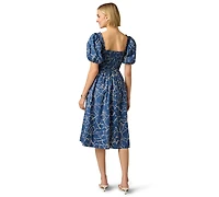 Adrianna Papell Women's Printed Smocked Midi Dress