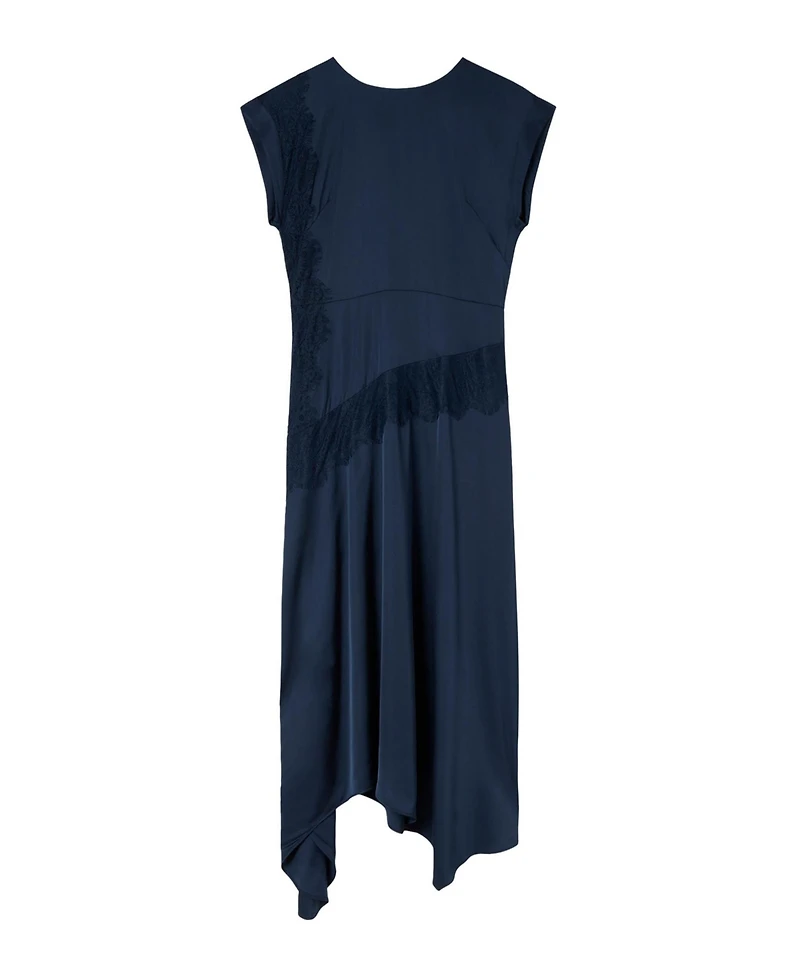 Whistles Women's Lace Insert Asymmetric Midi Dress