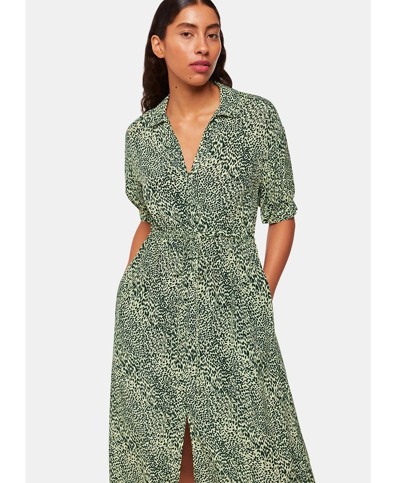 Whistles Women's Diagonal Leopard Print Midi Dress