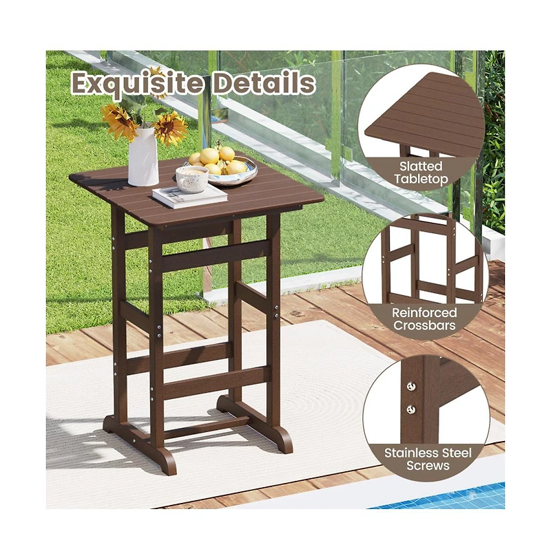 Boyel Living 30 Inch Square Bar Table Dining with Slatted Tabletop for Poolside
