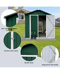Mondawe 4feet x 6feet Outdoor Metal Storage Sheds Apex Roof Garden Tool Storage with Lockable Doors