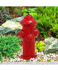 Metal Fire Hydrant Outdoor Garden Statue Decor with Red Finish