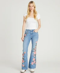 Driftwood Women's Farrah Flare Floral Embroidered Jeans