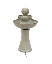 Gentle Glow 2-Tier Ceramic Outdoor Fountain with Led Lights - 26.5" H - Off-White