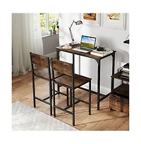 Boyel Living 3 Piece Bar Table Set with Backrest and Footrest for Small Space