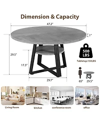 homfan Round Dining Table for 4 to 6 with Pedestal Base, Farmhouse Kitchen Small Spaces