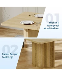 homfan 70.8 Inch Dining Table for 4-6, Modern Kitchen Table with Semi-Cylindrical Base, Wood Table for Dining Room Living Room