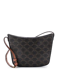 Pre-Owned Celine Medium Croque Hobo Triomphe Coated Canvas