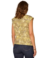 Democracy Petite Printed Cap-Sleeve Top