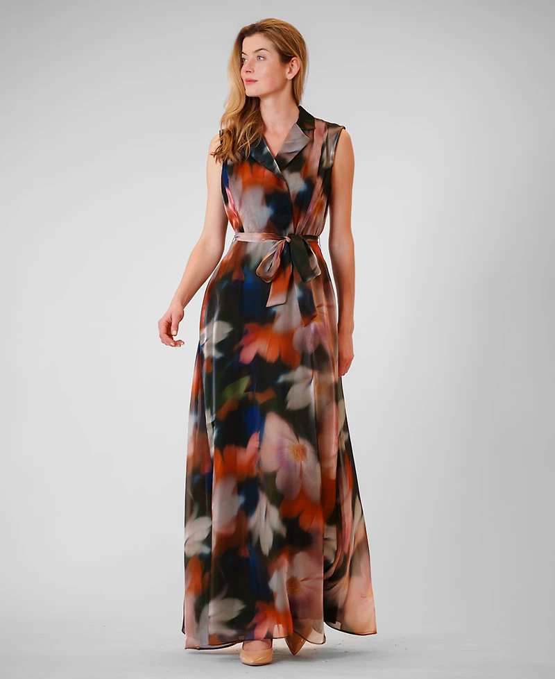 julia jordan Women's Sleeveless Collared Maxi Dress