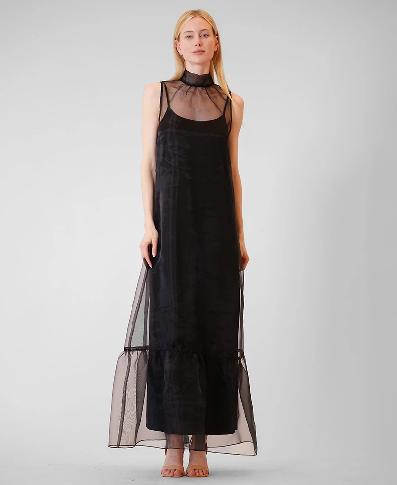julia jordan Women's Polyester High Neck Overlay Dress
