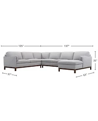 Virton 4-Piece Fabric Chaise Sectional Sofa
