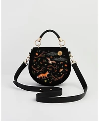Fable England Fox And Owl Embroidered Top Handle Saddle Bag