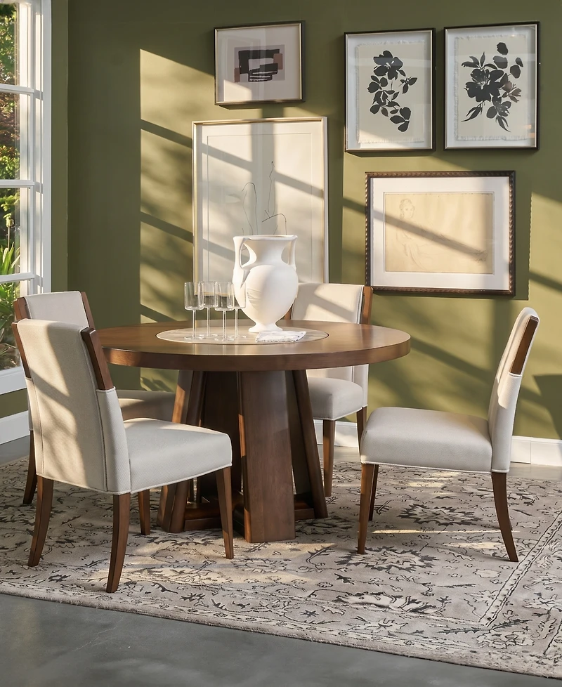 Amelie Round 5-Piece Wood Dining Set (Table and 4 Upholstered Side Chairs)